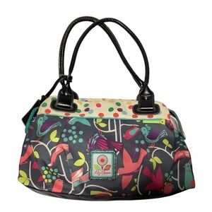 LILY BLOOM Bird Print Recycled Polyester Colorful Satchel Shoulder Bag OS